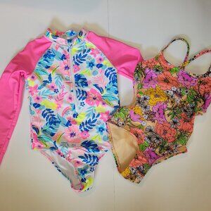 Tommy Bahama Kids Swim Rashguard Suit & Cat & Jack One Piece Swimsuit Size 4/5